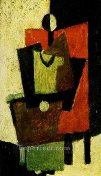  Cubismo Arte - Femme assise dans un fauteuil rouge 1918 Cubismo